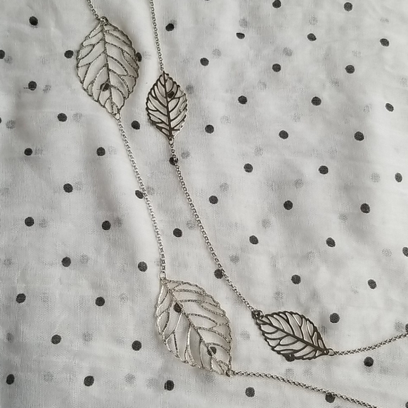 Aldo double stranded long silver leaf necklace - Picture 3 of 5